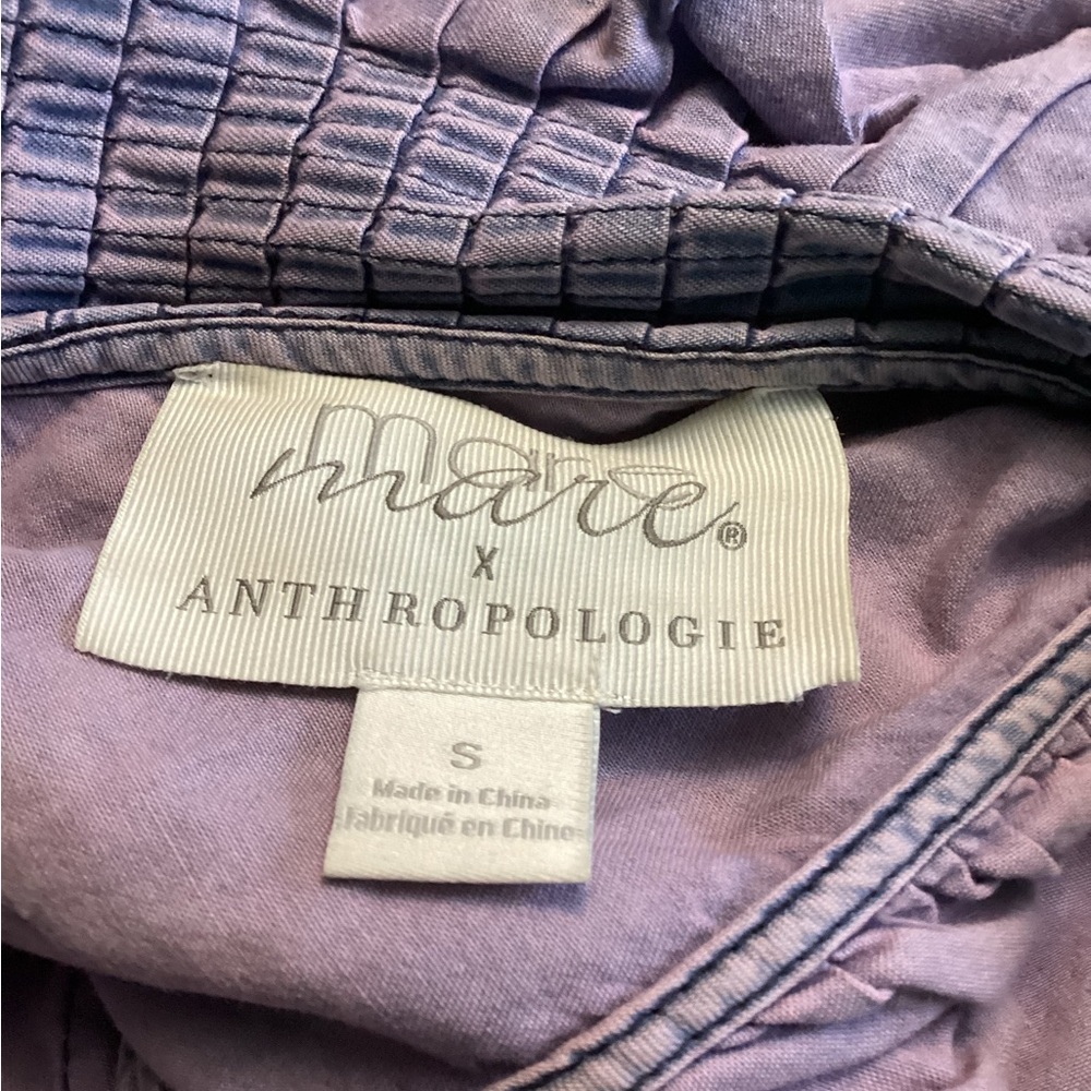 💥PRICE DROP💥 Anthropologie x Mare Mare Ruffles Chambray Peplum Top - Picture 4 of 5